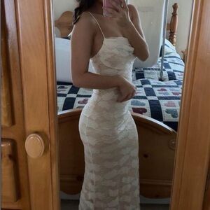 Princess Polly Cream Backless Lace Dress